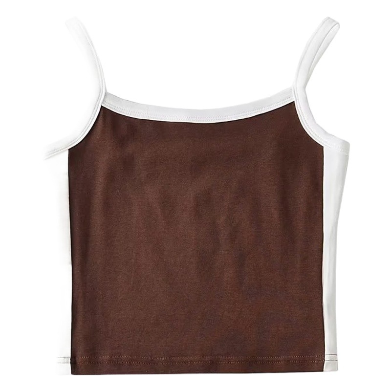 American Retro Color Striped Knitted Sling Sexy Elastic Off-Shoulder Slim Fit Navel Short Small Vest in Stock