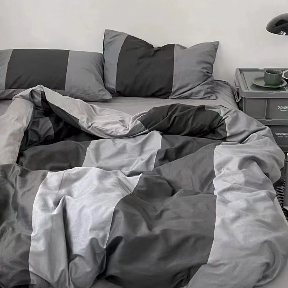 Picture of Four Seasons Washed Cotton ins Quilt Cover Four-piece Set Student Dormitory Bed Sheet Double Three-piece Set Quilt Cover Bedding