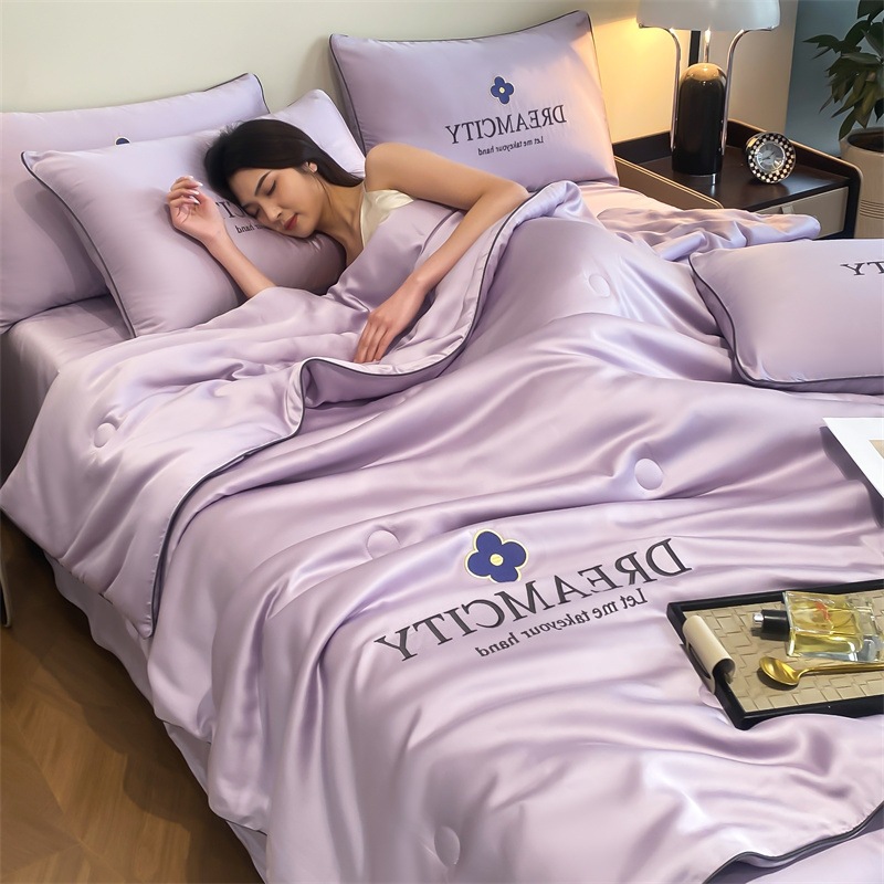 Picture of Class a Light Luxury Washed Ice Silk Summer Quilt Four-Piece Set Air-Conditioned Quilt Embroidered Summer Cool Quilt Three-Piece Set Summer Thin Quilt Ins