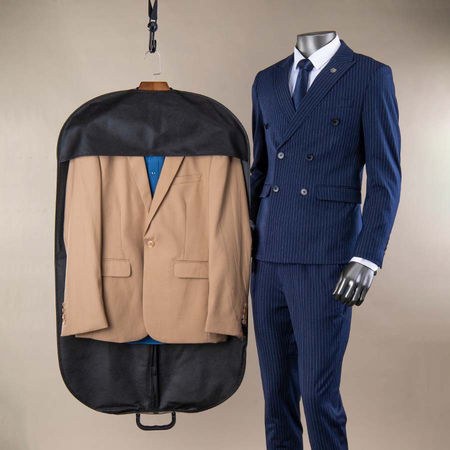 Picture of Black Custom Suit Cover Non-Woven Transparent Suit Bag Zipper Dust Bag Suit Handbag Storage Clothing Bag