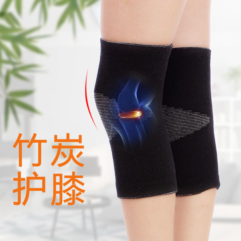 Four-sided bamboo charcoal kneepad spring and summer air-conditioned room warm kneepad cover knitted thermal insulation protective breathable leg guard