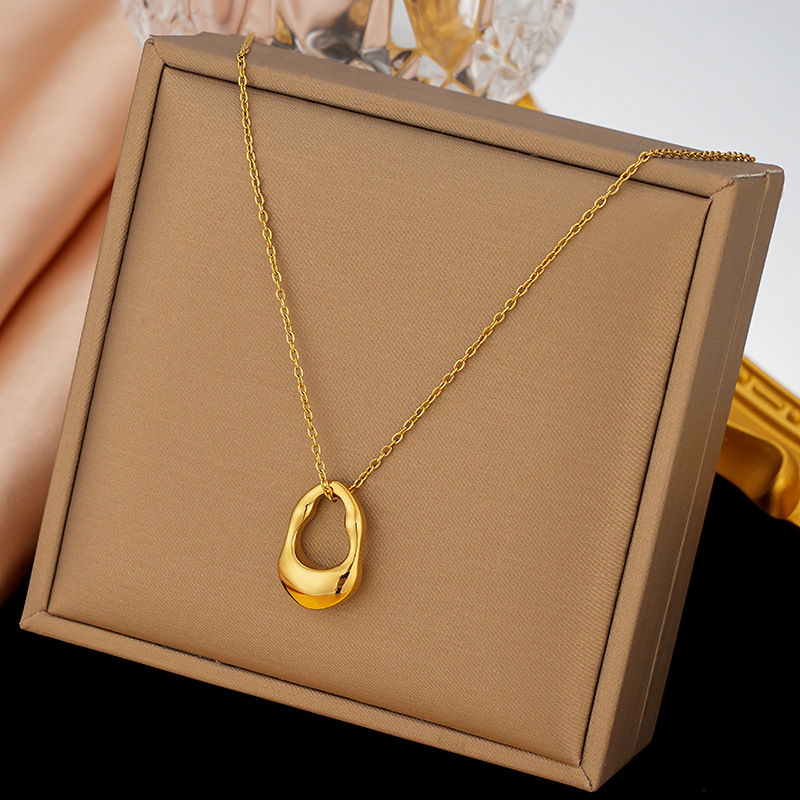 Picture of 2025 New Titanium Steel Irregular Drop-Shaped Necklace Earrings for Women Niche Accessible Luxury Design High-End Clavicle Chain