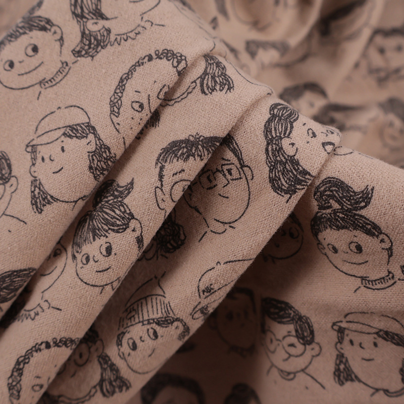 Picture of in stock cotton autumn and winter sanding children's clothing printed fabric group photo floral boys shirt bloomers fabric
