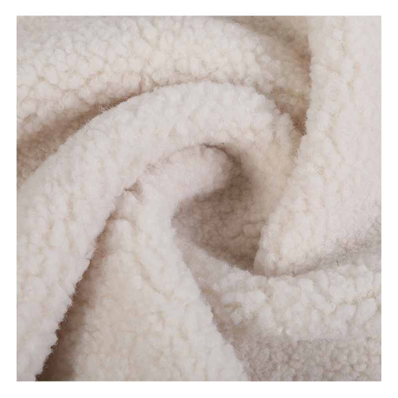 Children's wear plush fashion fabric 400g polyester small particle lamb wool lamb wool composite polar fleece fabric