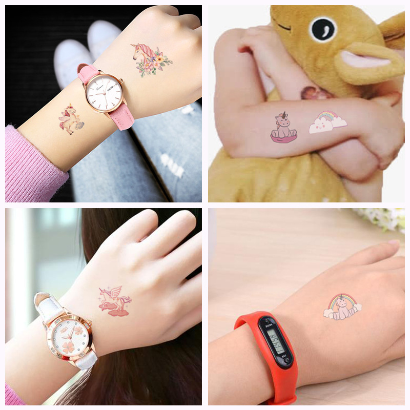 Picture of Unicorn Tattoo Sticker Original Children's Cute Cartoon Doll Birthday Rainbow Little Pegasus Waterproof Temporary Sticker
