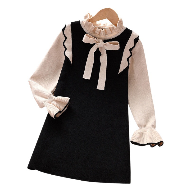 Girls' knitted dress spring, autumn and winter new autumn little girl Korean princess dress autumn fashionable sweater dress