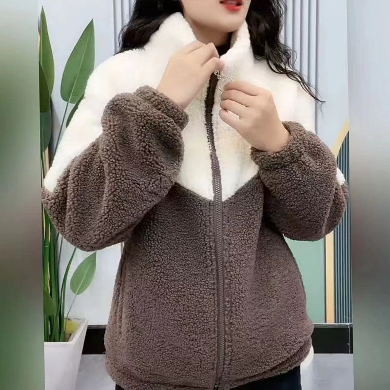Picture of Winter warm women's coat casual cotton-padded fleece-lined thickened stand collar zipper autumn and winter high-grade women's coat wear