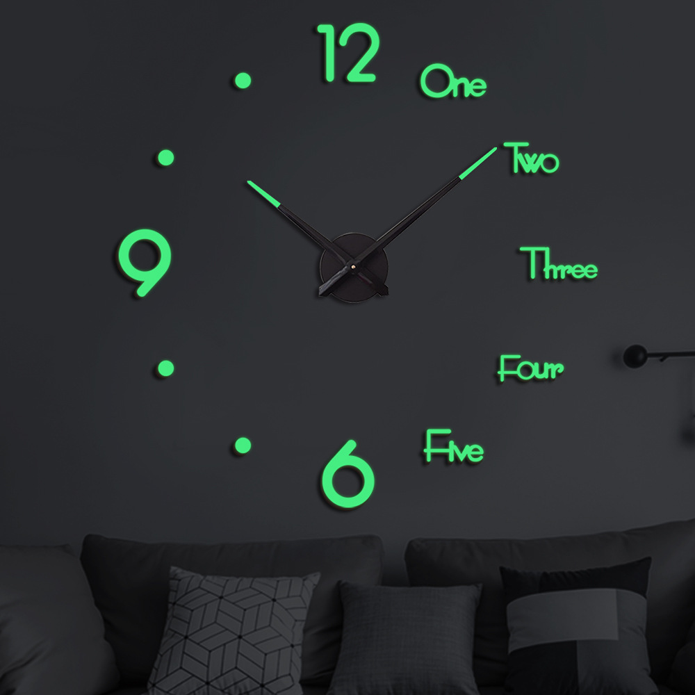 47inch Creative DIY Luminous Acrylic Clock Living Room Fashion Decoration Digital Wall Sticker Wall Clock Can Be Shipped on Behalf of Others