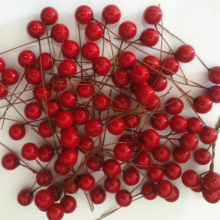 [12 single-head red fruit] artificial foam Christmas fruit small red fruit (100 pieces) Christmas supplies Accessories Wholesale