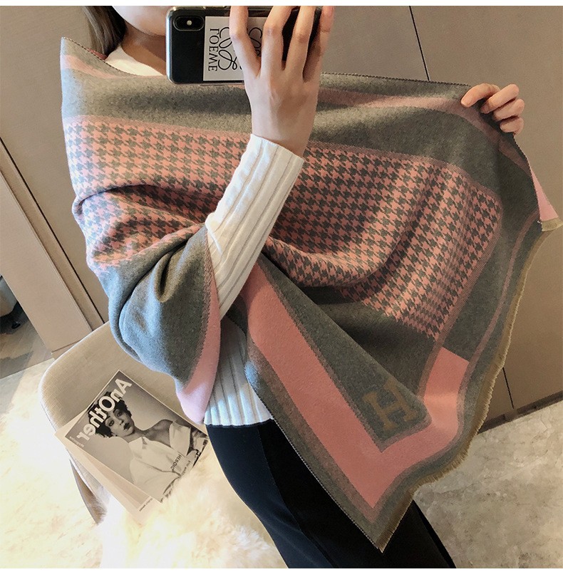 Picture of 2024 New Fashionable Big-Name Versatile Orange High-End Wool Cashmere Shawl Scarf for Women Winter Dual Use
