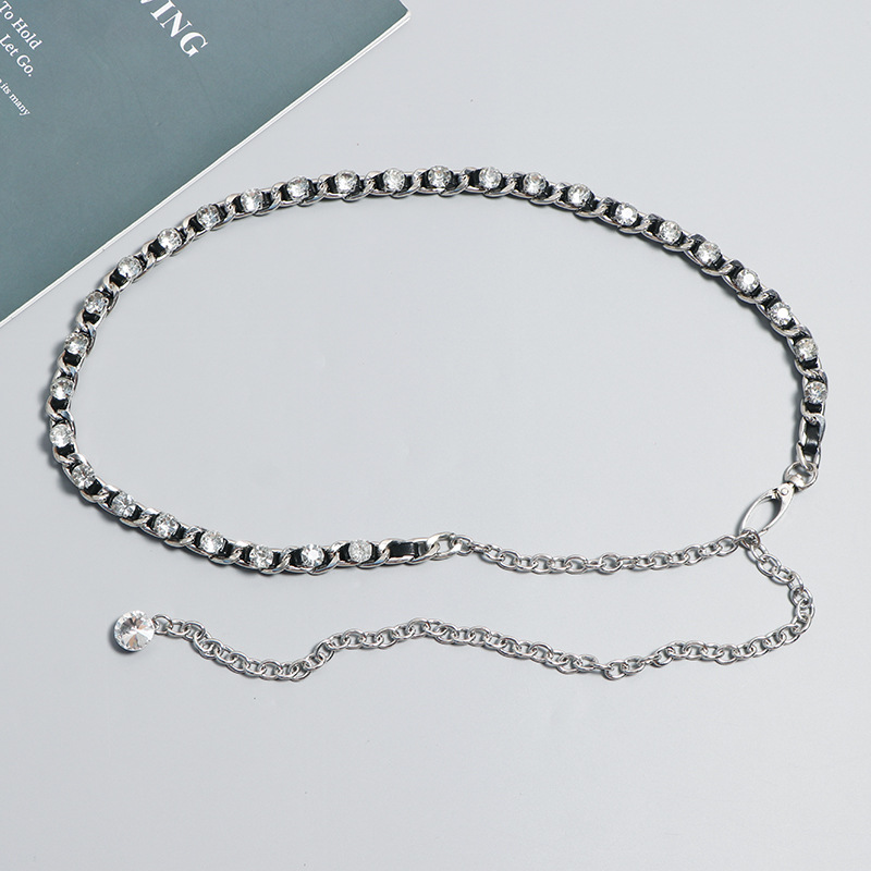 Picture of Internet Celebrity Metal Rhinestone Waist Chain Women's ins Korean-style Flash Diamond Chain External Fashion All-match Belt Decoration with Skirt