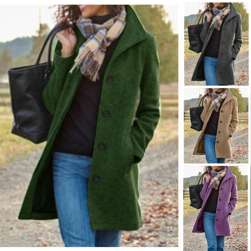 Picture of Export design womenswear Spring and Autumn Simple American Mid-length Quality Women's Coat Woolen Jacket