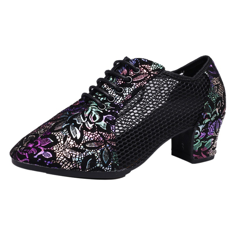 Leather Dance Shoes Latin Dance Shoes Adult Women's Middle-heel Teacher Shoes Cowhide Modern Dance Shoes Square Dance