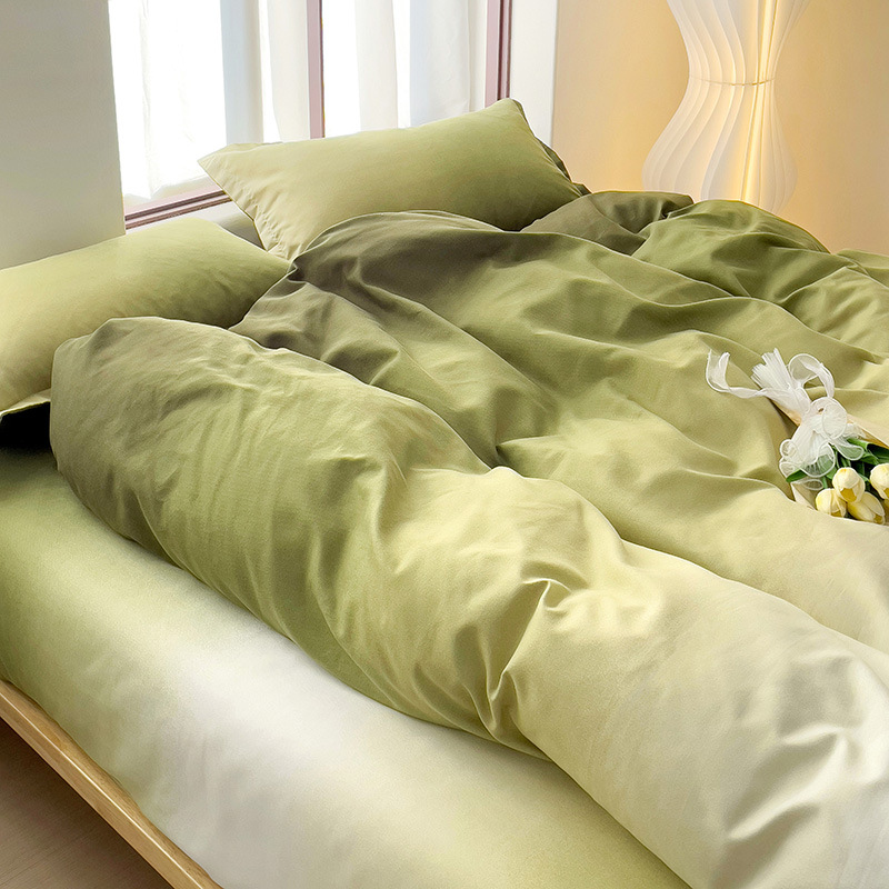 Picture of Class A Maternal and Infant Grade Four-Piece Set Small Fresh Thickened Sanding Quilt Cover Washed Cotton Bed Sheet Quilt Cover Dormitory Three-Piece Set ins