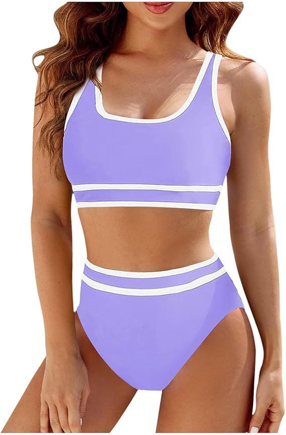 Picture of 2025 bikini new color matching sports style sexy split cross-border AliExpress high waist vest swimsuit wholesale
