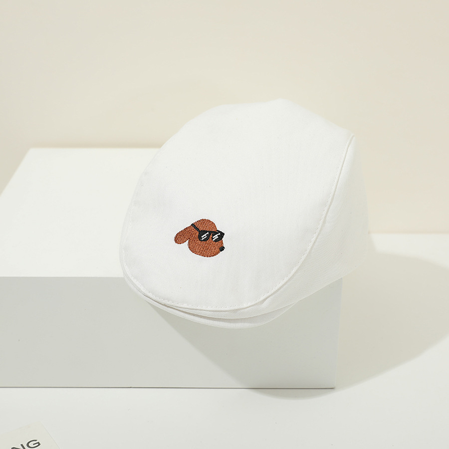 Picture of Glasses dog embroidered children's forward hat baby hat British spring and autumn boys and girls peaked cap cartoon children's fashion hat