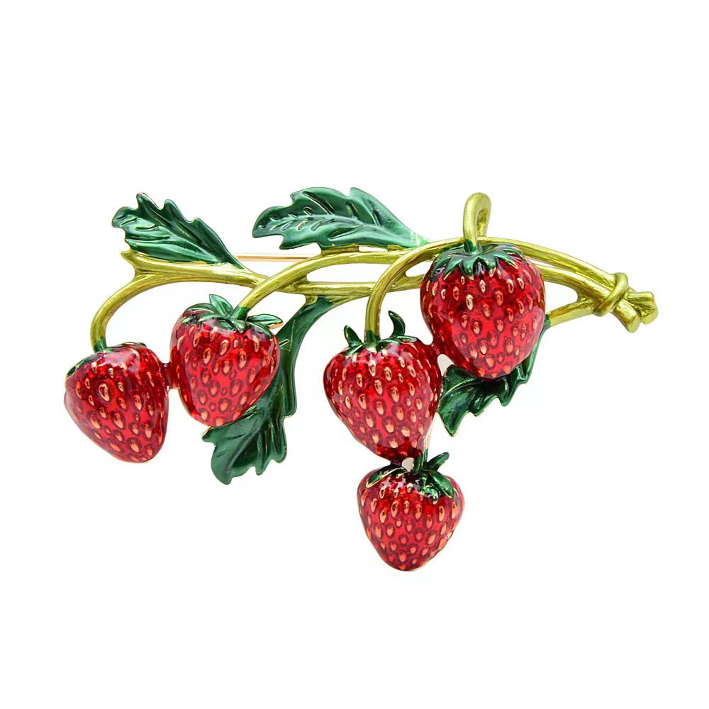Fashion painting oil painting enamel fruit pin cute strawberry brooch cross-border small fresh accessories coat accessories