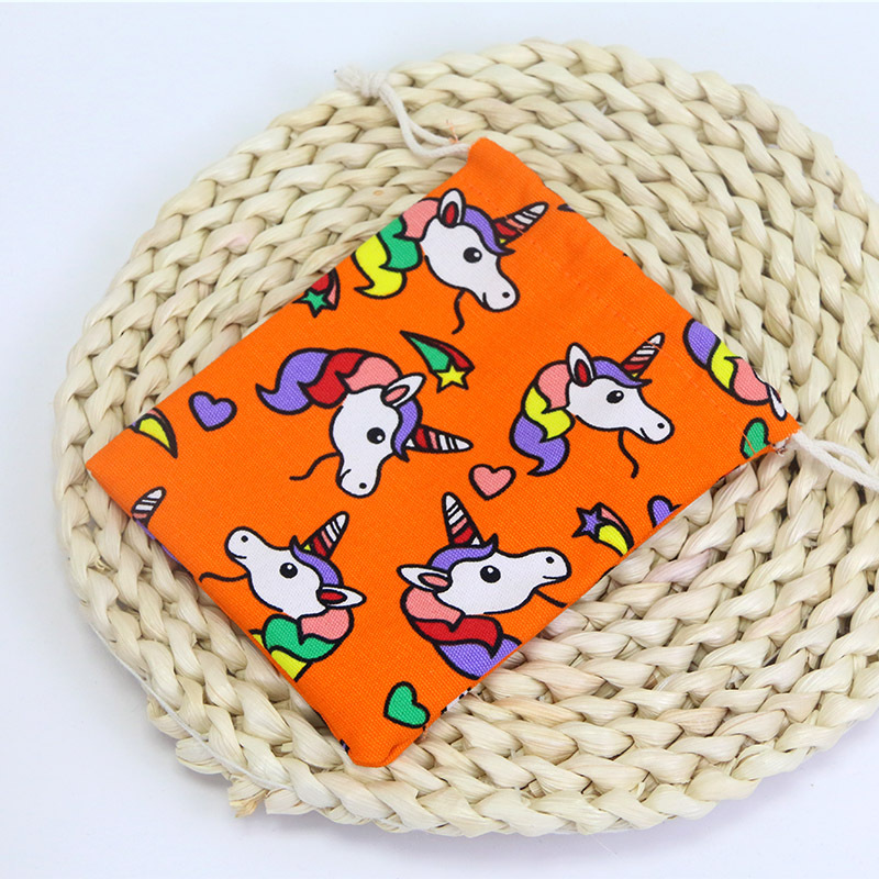 Small Cotton Drawstring Flap Pocket Pants in Stock Small Cloth Bag Cotton Cloth Bag Cartoon Printed Canvas Bag Digital Printing Manufacturer Wholesale