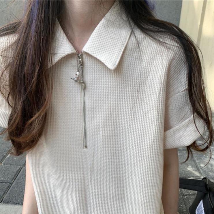 Picture of Japanese Girl's Mint Green dress Sense Niche Waffles Loose Straight Skirt Polo Collar Age-reducing Skirt