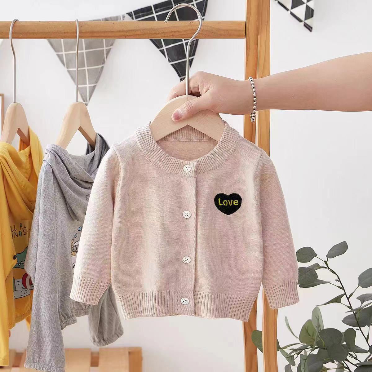 Picture of Live Supply 2025 New Children's Sweater Spring Baby Round Neck Pure Color Outwear Girls Cotton Knitted Cardigan