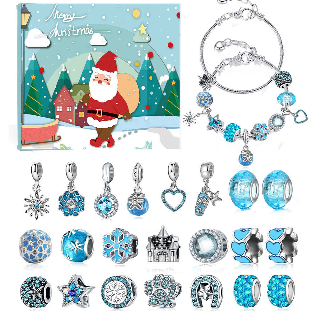 dark blue light blue Purple Jewelry Countdown Calendar Gift Box suit DIY Beaded Poke Christmas Gifts