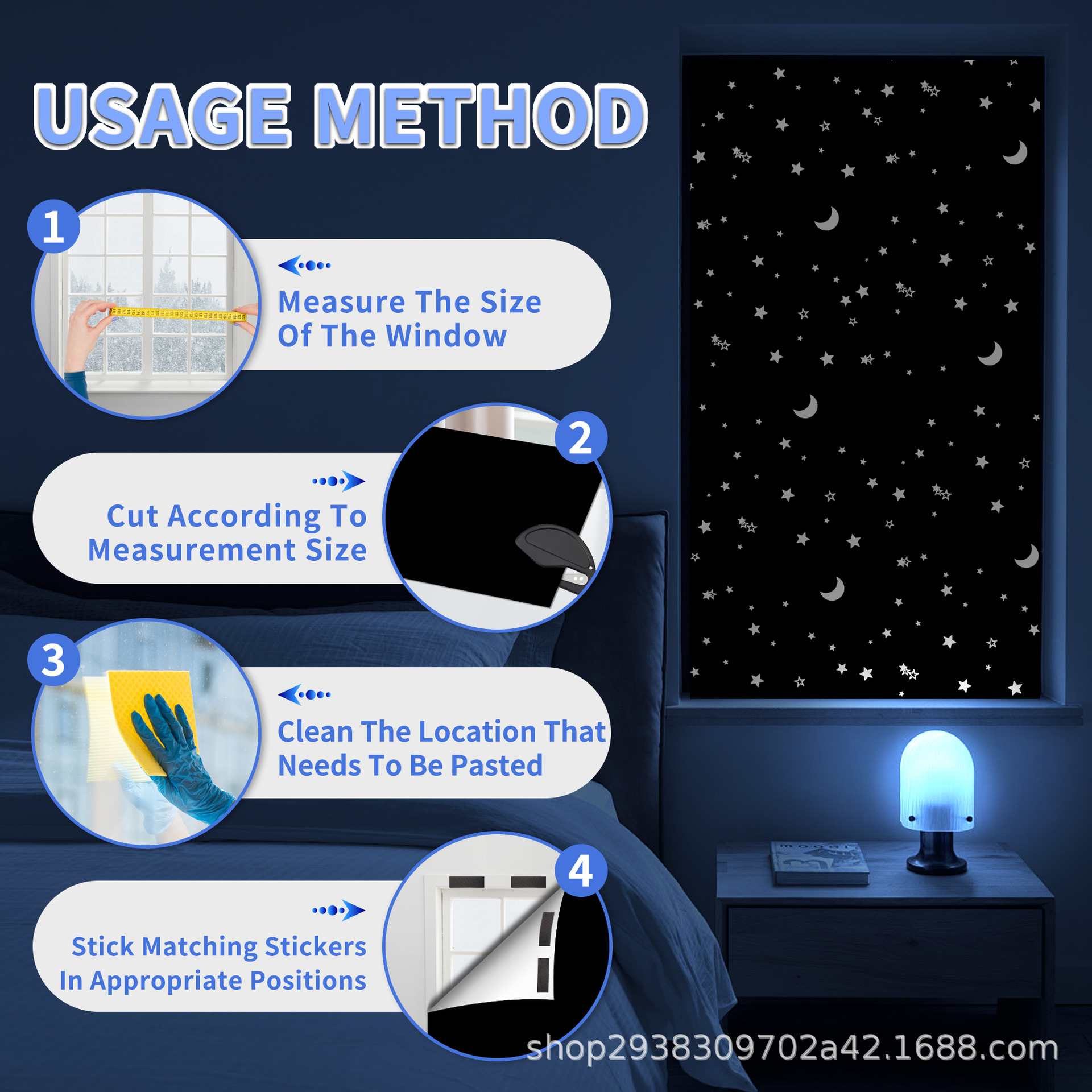 Picture of New Amazon Blackout Curtains, Self-Made, Portable for Travel, Customizable with Star and Moon Print Designs, Travel-Friendly