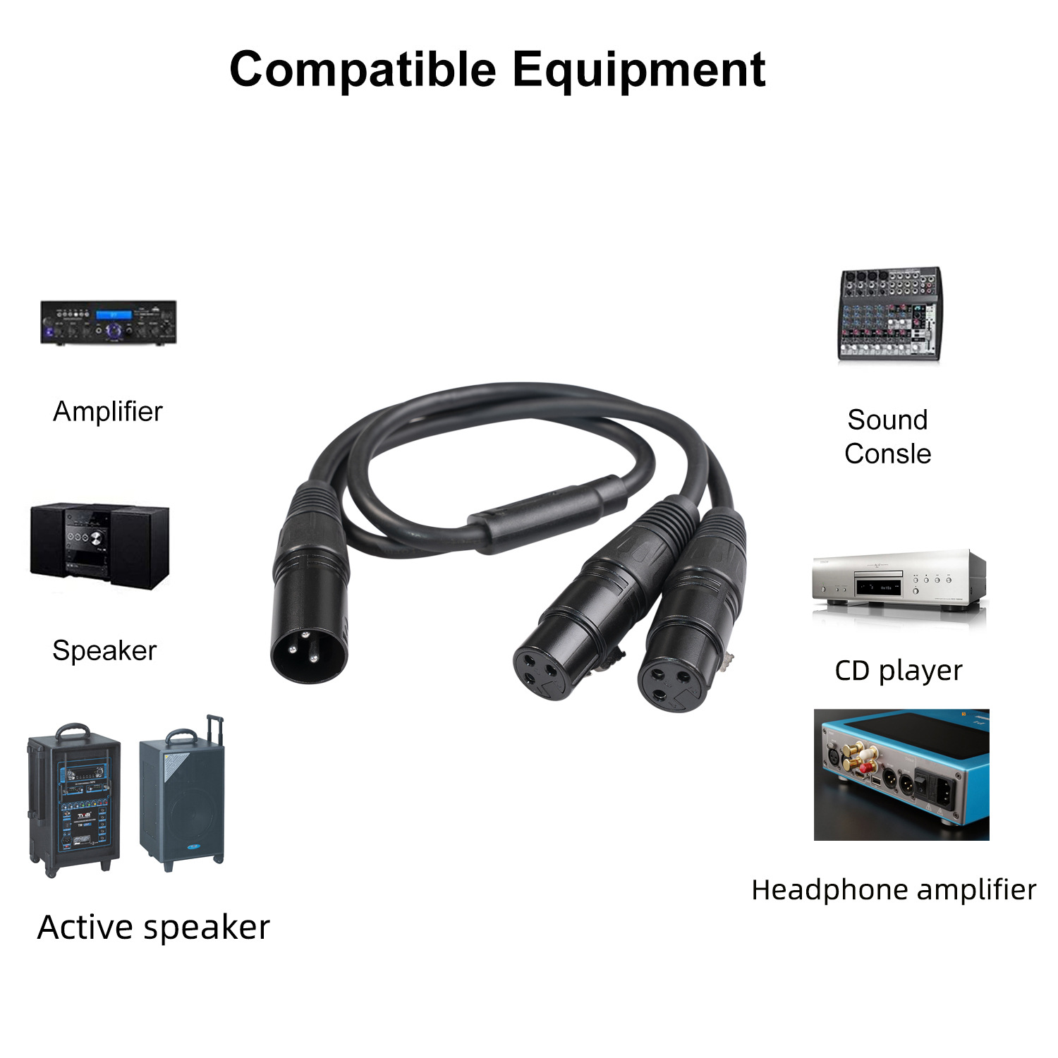 Picture of 0.5 m Shielded Wire Metal Head Three Core Balance Carnong One Rotary Two Mother XLR One Tow Two Mixer Audio Line