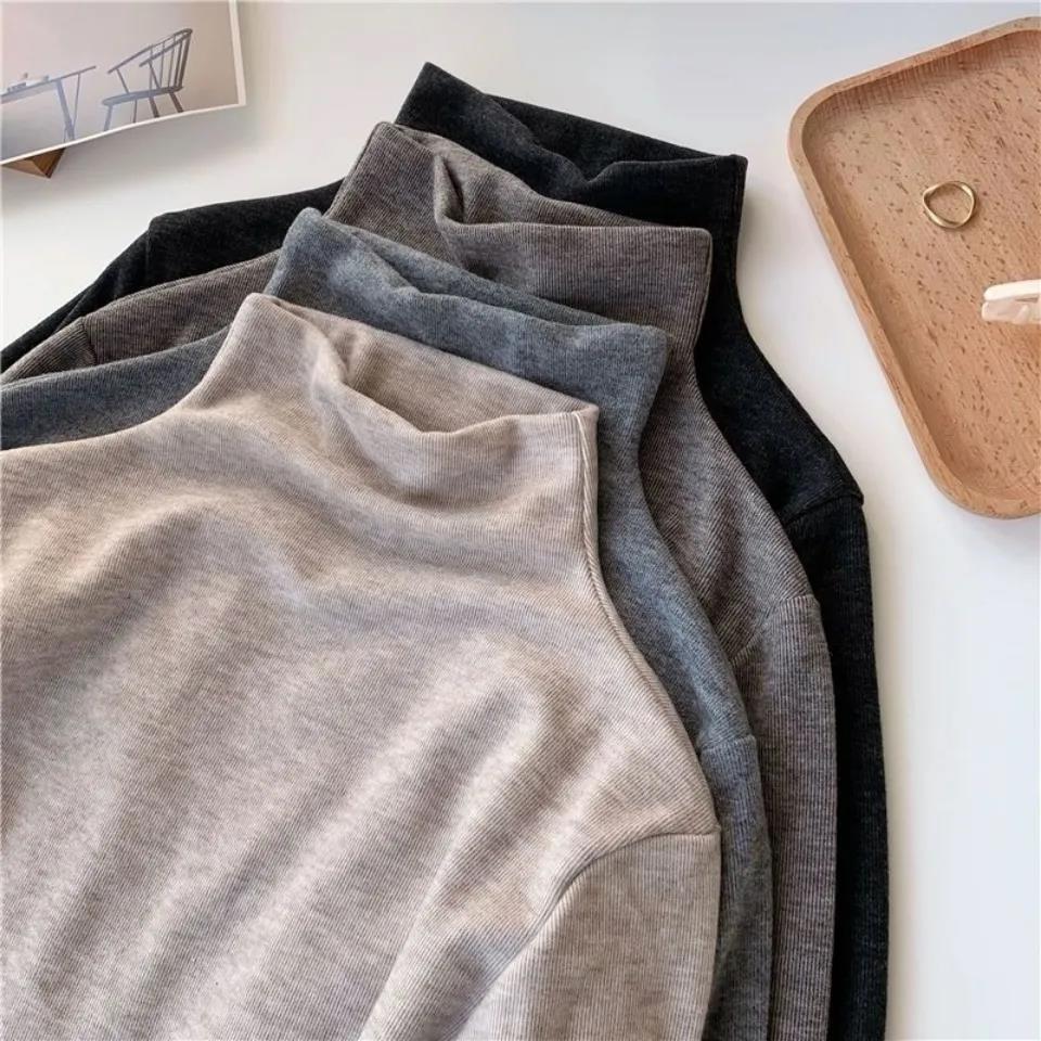 Half-high Collar Base Shirt 2024 New Autumn Women's Gentle Wear Long-sleeved Inner T-shirt Early Autumn Top for Women