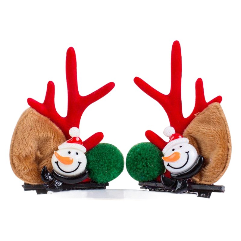 Christmas Hairpin Hair Accessories Kidsren's Hairpin Set Antler Clip Christmas Gift Party Holiday Duckbill Clip Handmade