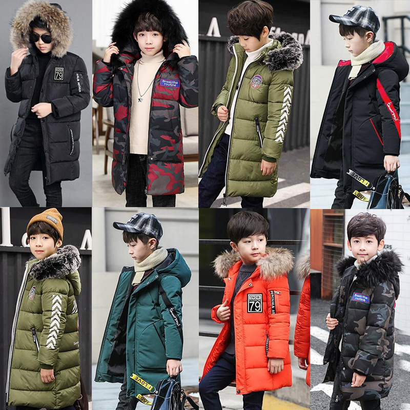 2020 Boys' Winter Clothes New Children's Thickened Children's Cotton-padded Clothes Cotton-padded Coat Winter Mid-length Cotton-padded Clothes for Boys and Babies