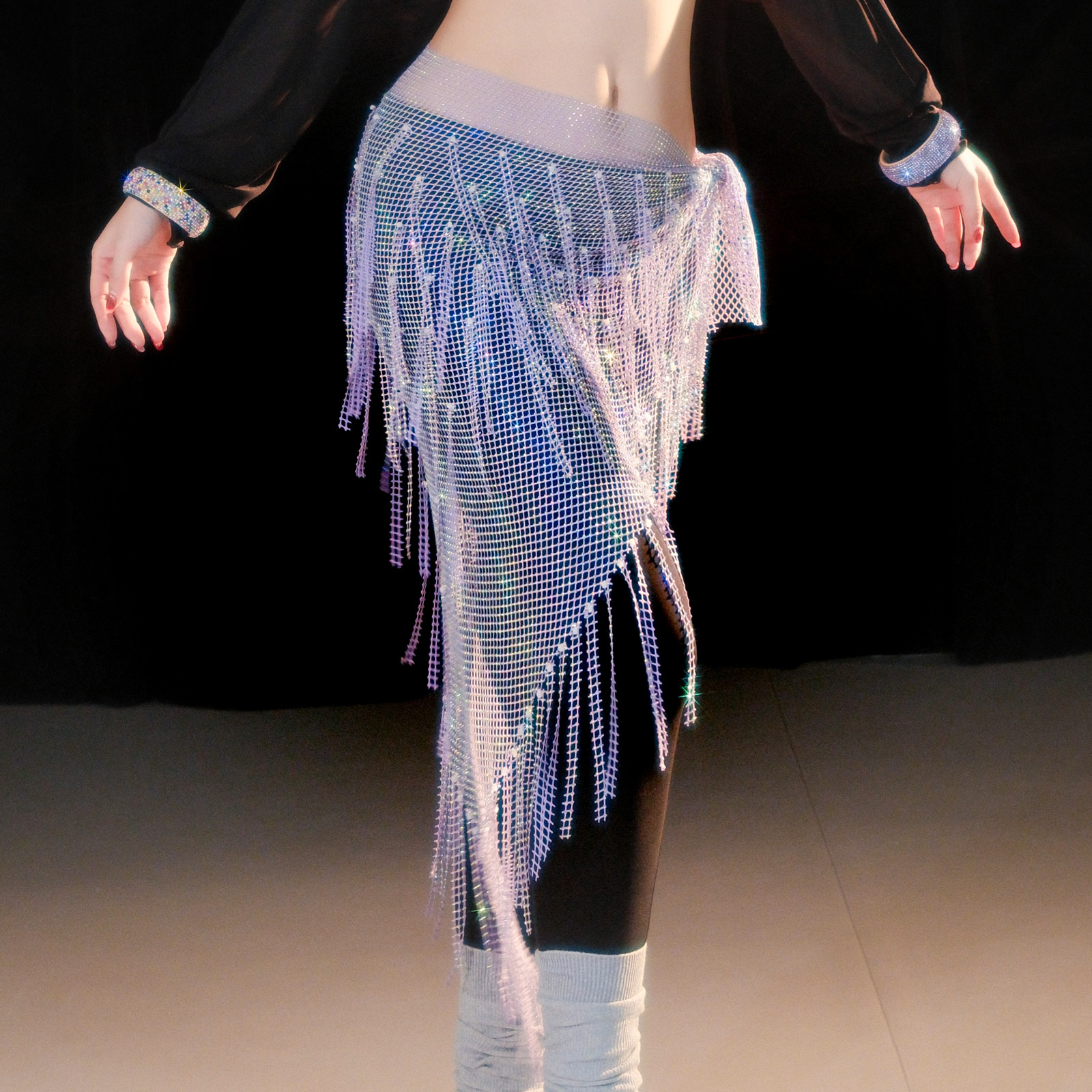 Picture of Dancer Handmade Flash Diamond Hip Towel Belly Dance Tassel Waist Chain Multi-layer Hot Diamond Dance Accessories Fart Curtain Y1028