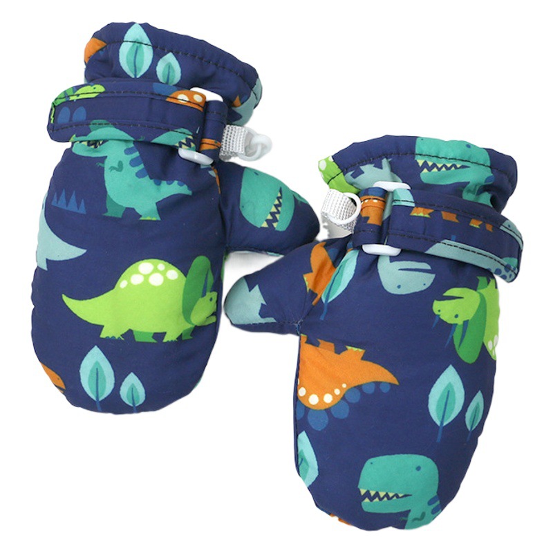 New cross-border children's gloves cartoon printing waterproof fabric velvet padded baby gloves autumn and winter baby gloves
