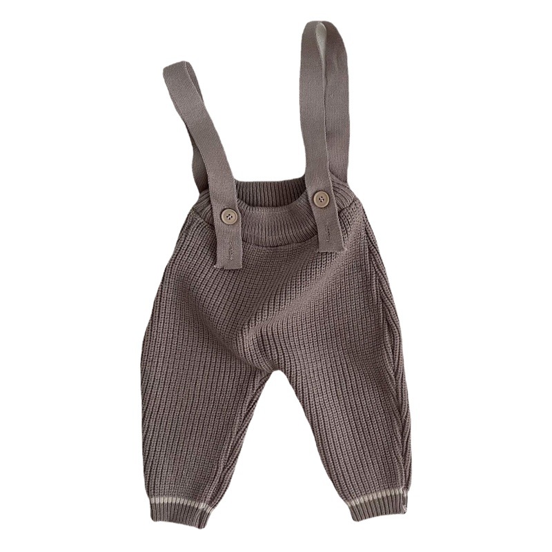 Children's Autumn and Winter Korean Style 2024 Baby Knitted Overalls Boys and Girls Sweater Overalls Western Style Overalls