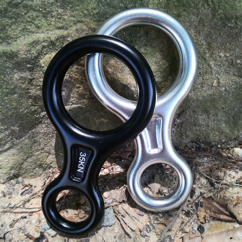 Picture of Outdoor eight-character ring quick-drop sliding buckle aluminum alloy eight-character ring descending device fire protection slow-drop protector rock climbing control hole