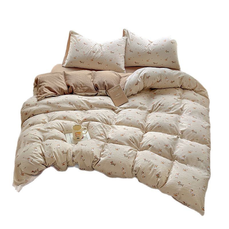 Picture of Category a Maternal and Infant Grade Small Fresh Floral Xiaozhu Cotton Quilt Cover Single Piece Skin-Friendly Washed Cotton Thickeneded Quilt Cover Wholesale