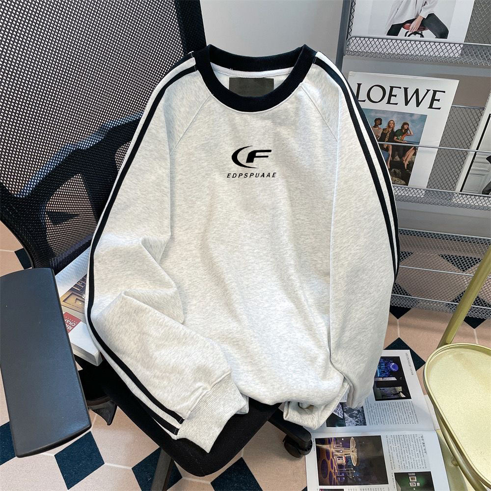 Picture of 2024 New Cotton Three Bars Women's Looser Printed T-Shirt Sweat Fashion Brand Autumn and Winter Round Neck Long Sleeve Top