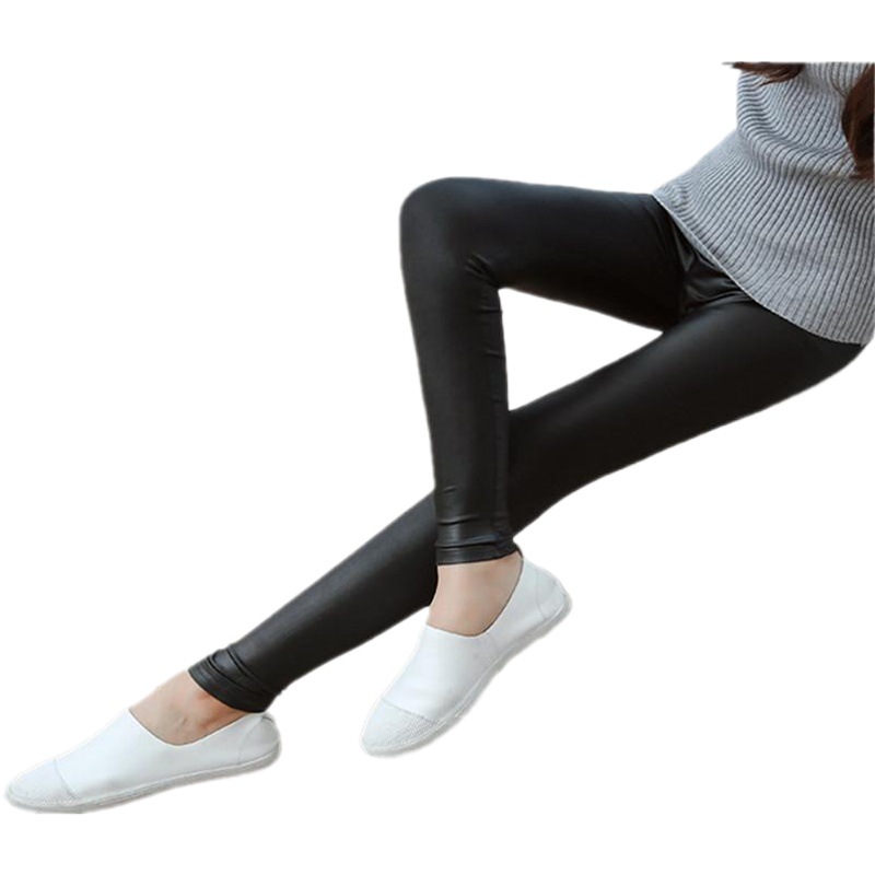 Spring and Autumn Imitation Leather Pants Women's Large Size Thin Leather Pants Women's Cropped Outer Wear Imitation Leather Leggings Women's Tight Leggings