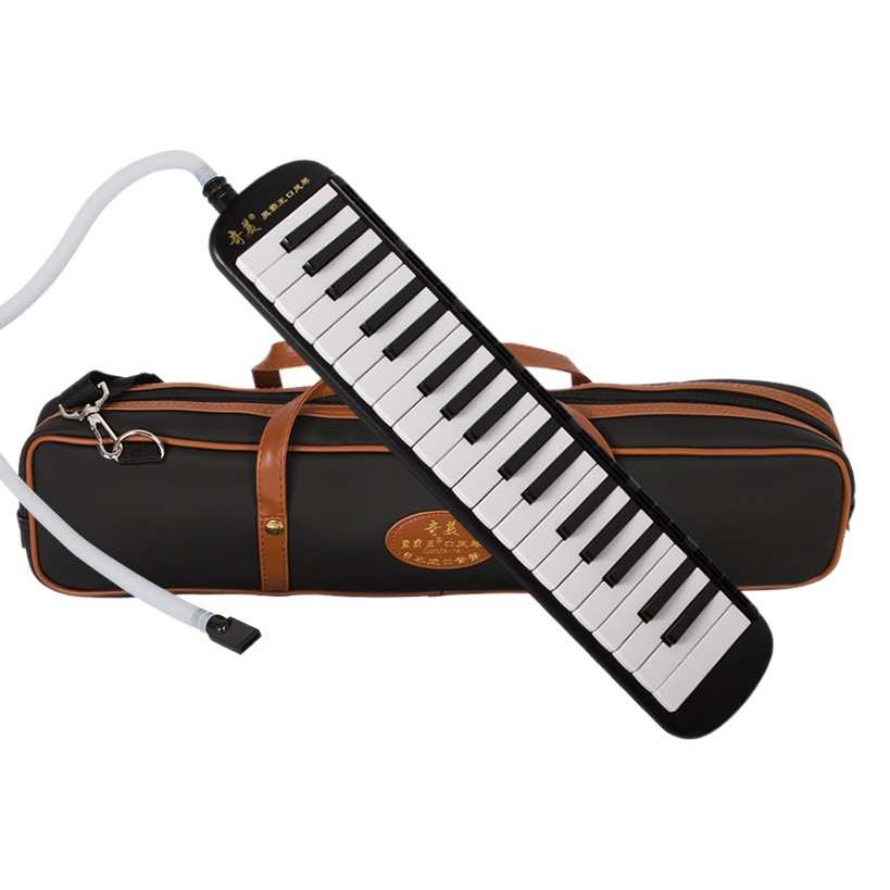 Qimei Black overlord mouth organ 37 key student teaching children beginner professional leather soft bag black mouth organ