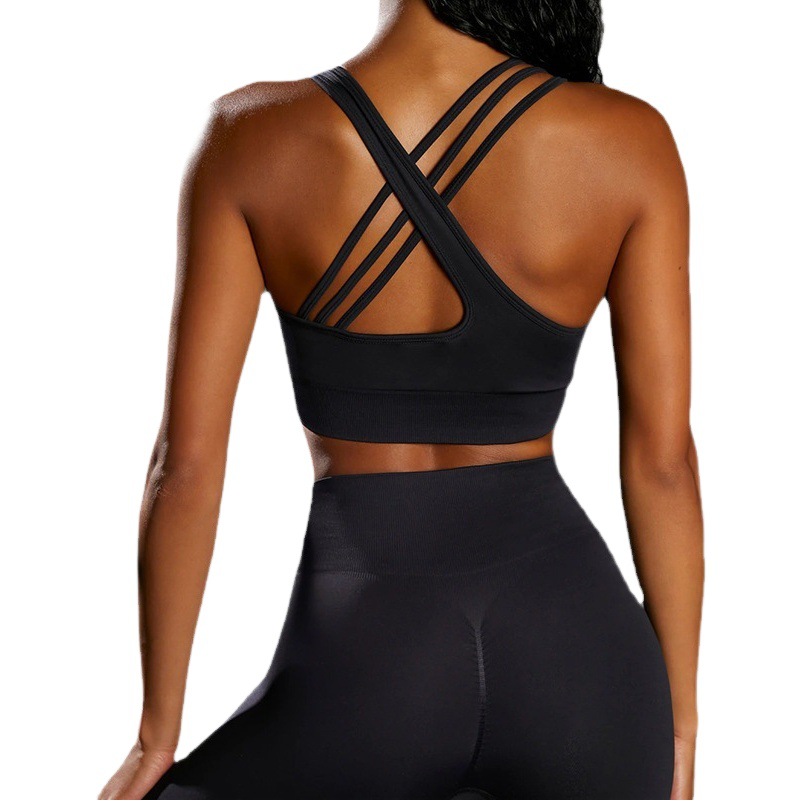 European and American Sexy Sports Vest Seamless Knitted High Waist Hip Pants Sports Vest Suit Sports Vest for Women