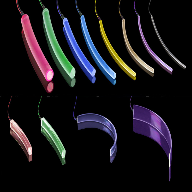Picture of PMMA plastic optical fiber soft hard end light emitting tail light guide strip light guide concrete light guide rod factory