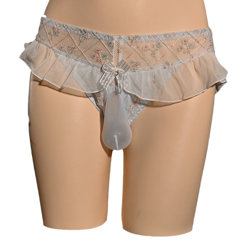 2023 new Japanese style fresh sweet ruffled pure and lovely beautiful girl mid-waist briefs for young men
