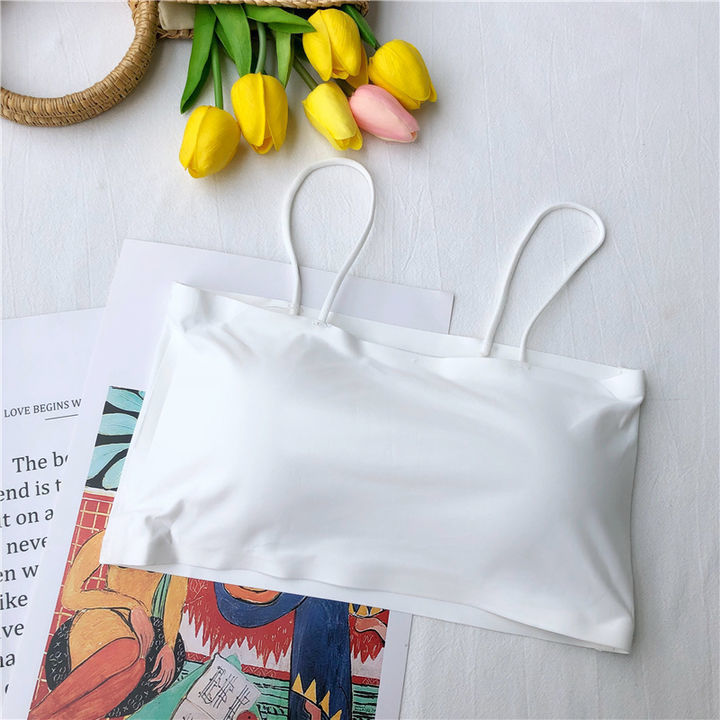 Picture of Summer Beautiful Back Ice Silk Sling Tube Top Wrapped Chest Intimates Female Students Korean Style Sports Vest Anti-Exposure with Chest Pad