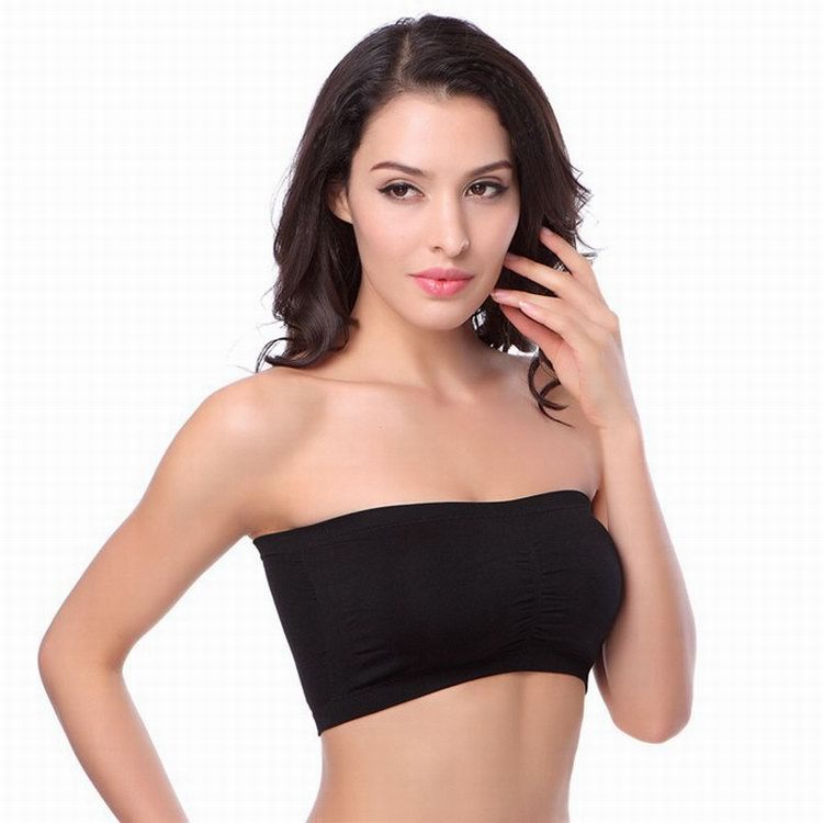 Picture of Foreign Trade One-Word Bra, Anti-Exposure, Plus Size Double-Layer Tube Top with Breast Pads, Breast Pads, Bottoming Intimates, No Steel Ring, Chest Wrap