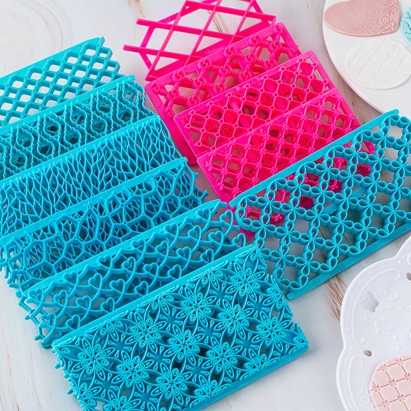 Baking quart texture printing mold biscuit pressing film Love diamond texture fondant edge plastic mold cutting mold