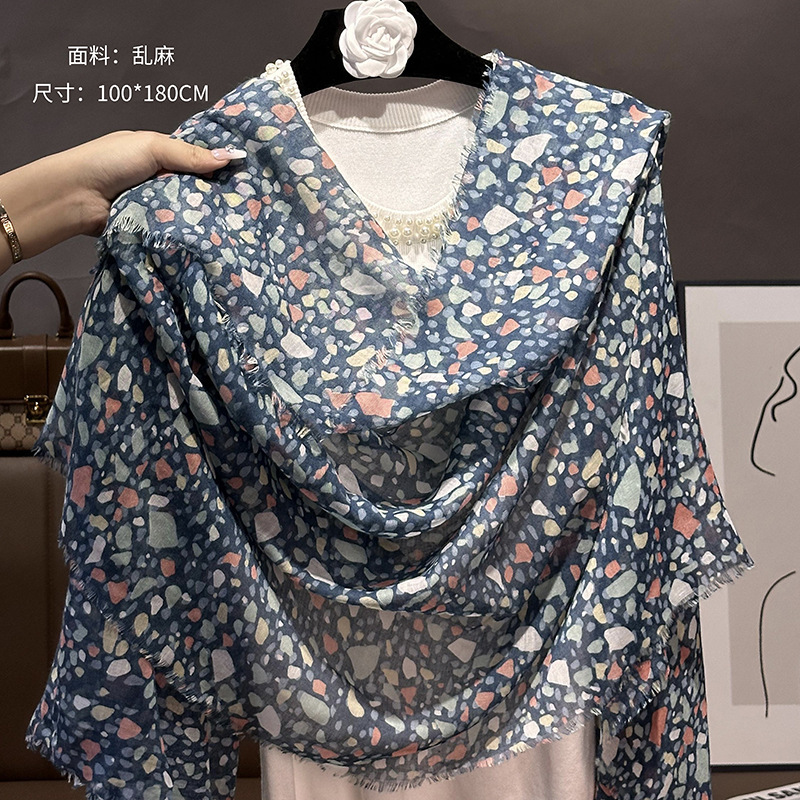 Picture of Small Large Scarf Autumn and Winter Women's Cotton and Linen Scarf Summer Lunch Break Air-conditioning Room Shawl Dual-use Travel Scarf Fashion