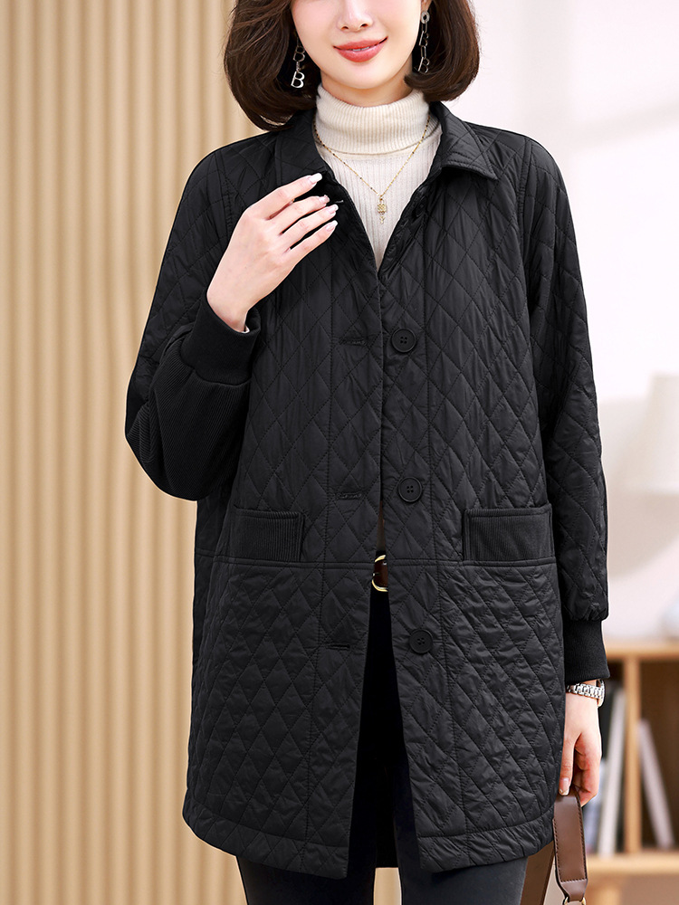 Picture of Middle-aged fat mother autumn and winter light down cotton-padded jacket new middle-aged and old women spring and autumn plus fat plus size windbreaker coat