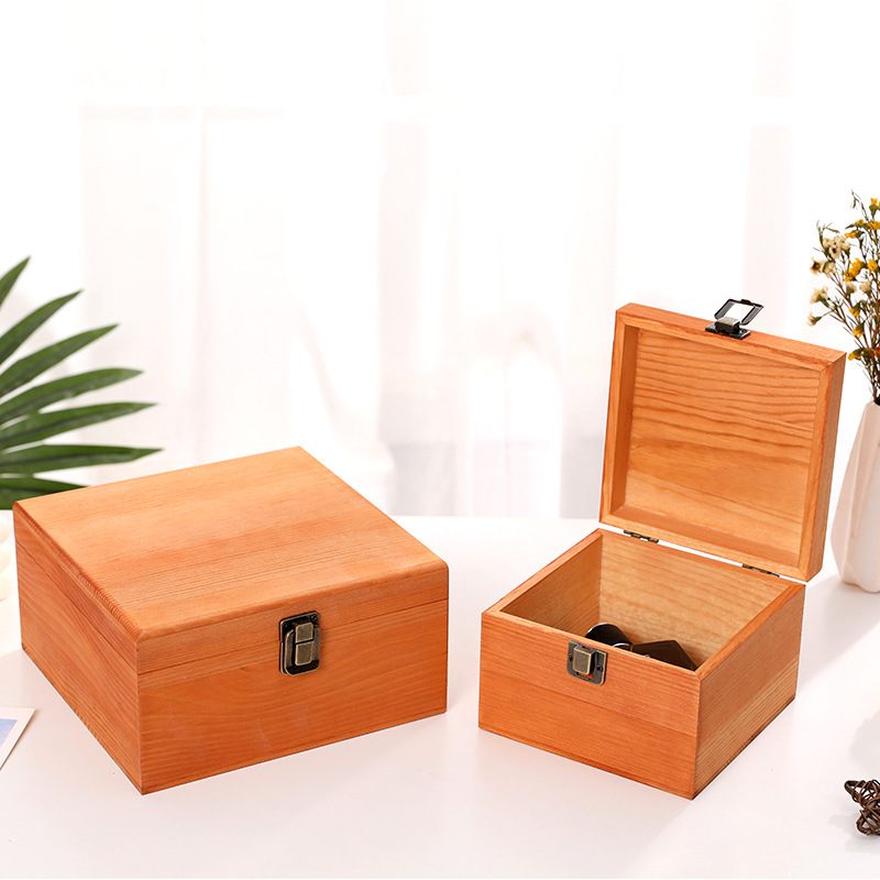 Picture of Accompanying Gift Wooden Box Vintage Storage Box with Lock Wedding Bridesmaid Best Man Gift Box Empty Box Storage Box Customizable