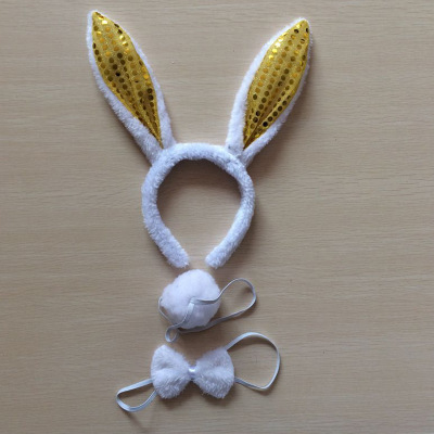 Picture of Cross-border Easter Plush Sequin Rabbit Headband Three-piece Set Ears Headband Bow Ties Children's Festival Performance Road