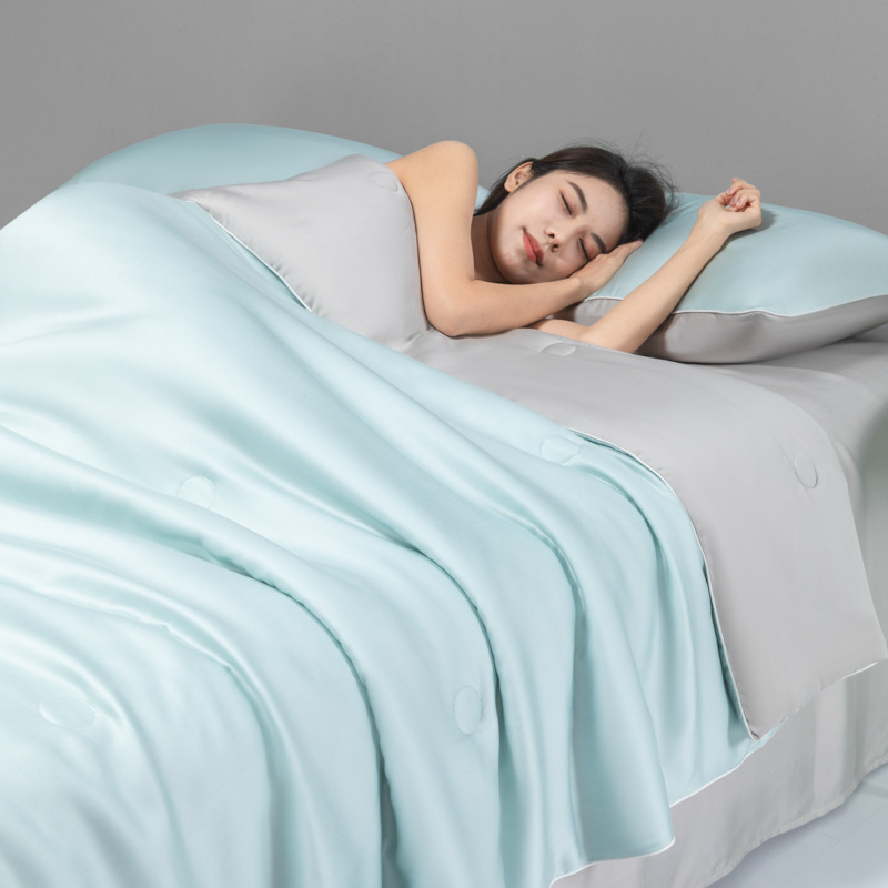 Picture of Class a Washed Ice Silk Summer Quilt Four-Piece Set of Summer Cool Quilt That Can Sleep Naked, Embroidered Air-Conditioned Quilt, Cool Silk Summer Thin Quilt