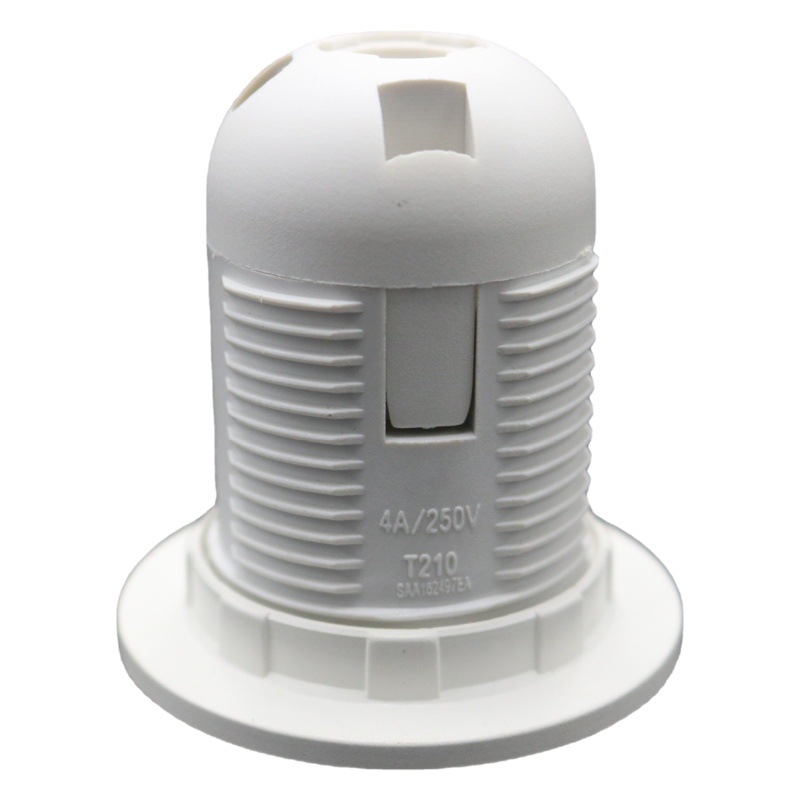 In stock european standard E27 plastic card lamp holder led full teeth screw with outer ring table lamp e27 full teeth plastic lamp holder